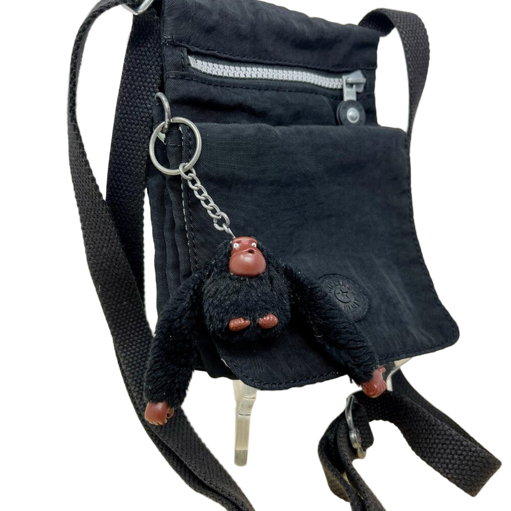 Kipling Crossbody Bag Small Black Nylon w/Mascot
